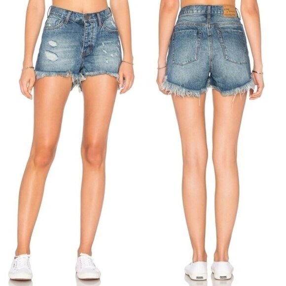 Free People One Teaspoon High Waist Bonita jeans Short fringe Distressed Cutoffs - Picture 4 of 15